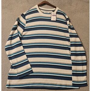 Original Penguin Mens 2XL XXL Waffle Knit Thermal Shirt Striped Long Sleeve NWT